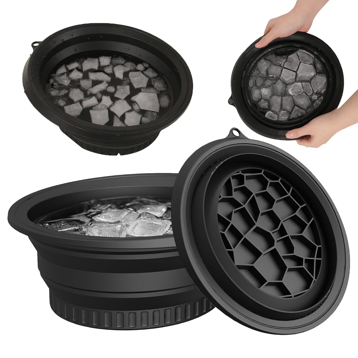 Silicone Face Ice Bowl with Built-In Icetray, Collapsible Face Tub for Ice Bath, Facial Ice Plunge Bowl, Ice Water Facials at Home