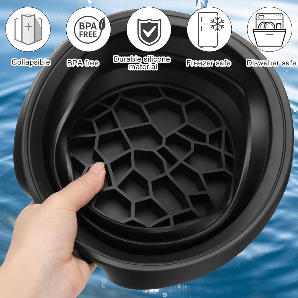 Silicone Face Ice Bowl with Built-In Icetray, Collapsible Face Tub for Ice Bath, Facial Ice Plunge Bowl, Ice Water Facials at Home
